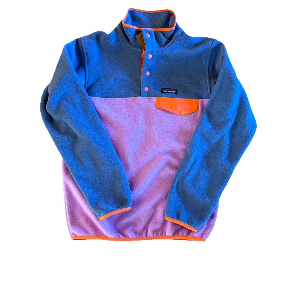 Patagonia Lightweight Synchilla Snap-T Pullover Womens M Blue Purple Fleece NWT - Picture 2 of 5
